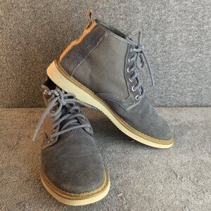 Toms Porter Men's Iron Gray Suede and Canvas Lace Up Casual Dress Boots Sz 7